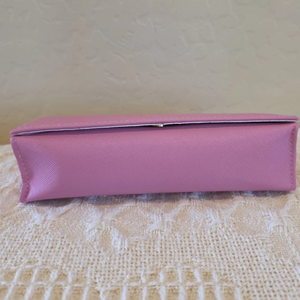 Women's Pink Saffiano Leather Lined Eyeglass Case Gold Izaac Mizrahi New York NY